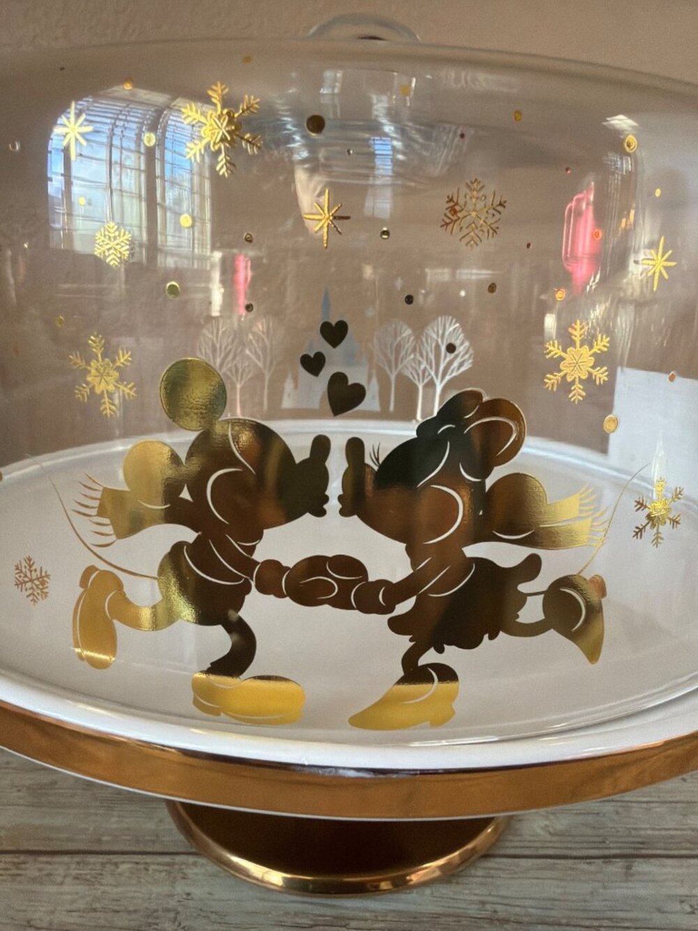 Disney Icy Winter Collection Mickey Minnie Mouse Covered Cake Stand USED w/FLAWS - Picture 14 of 16